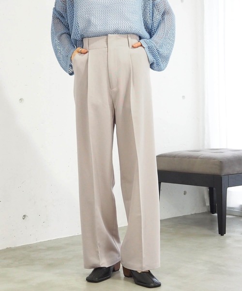 tiptop(ティップトップ)の「【3サイズ展開/web限定アイテム】センタープレスワイドパンツ(スラックス・レディース・ブラック/グレー/チャコールグレー/ライトベージュ/A/B・M/S/L)」の15枚目の写真