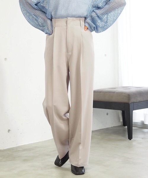 tiptop(ティップトップ)の「【3サイズ展開/web限定アイテム】センタープレスワイドパンツ(スラックス・レディース・ブラック/グレー/チャコールグレー/ライトベージュ/A/B・M/S/L)」の16枚目の写真