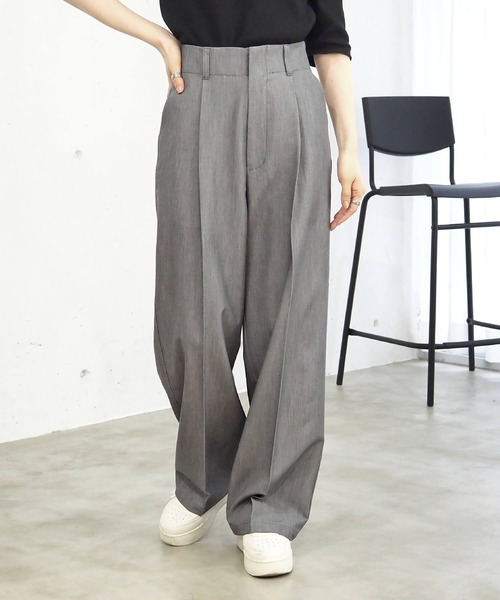 tiptop(ティップトップ)の「【3サイズ展開/web限定アイテム】センタープレスワイドパンツ(スラックス・レディース・ブラック/グレー/チャコールグレー/ライトベージュ/A/B・M/S/L)」の7枚目の写真