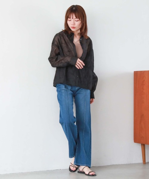 archives（アルシーヴ）の「フロッキー２ＷＡＹタックシャツ（シャツ/ブラウス・レディース・ブラック/グレイッシュブルー/アイボリー・MEDIUM）」の8枚目の写真