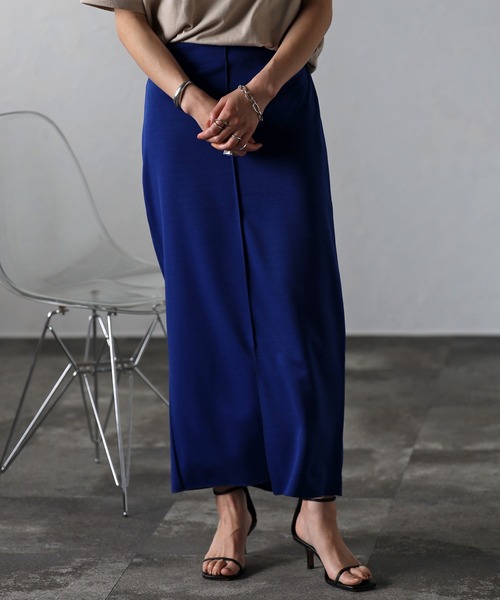 Bonjour Sagan（ボンジュールサガン）の「フロントシームスリットスカート（スカート・レディース・ブラック/ブルー・FREE）」の2枚目の写真