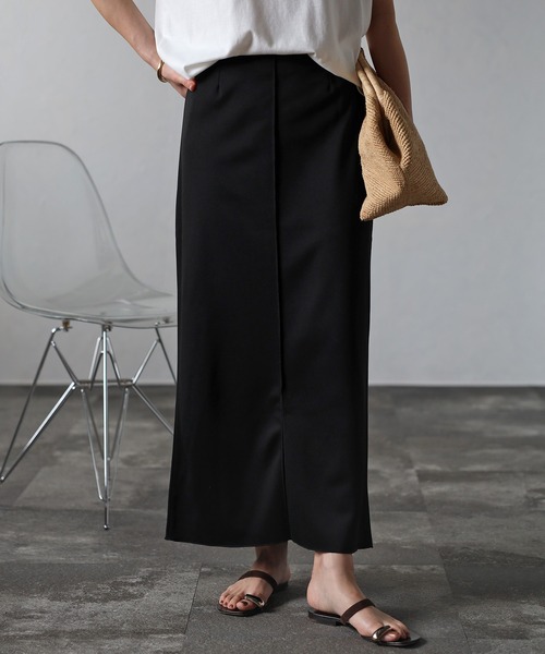 Bonjour Sagan（ボンジュールサガン）の「フロントシームスリットスカート（スカート・レディース・ブラック/ブルー・FREE）」の3枚目の写真