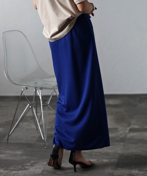 Bonjour Sagan（ボンジュールサガン）の「フロントシームスリットスカート（スカート・レディース・ブラック/ブルー・FREE）」の7枚目の写真