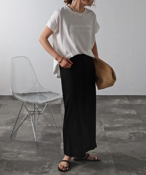 Bonjour Sagan（ボンジュールサガン）の「フロントシームスリットスカート（スカート・レディース・ブラック/ブルー・FREE）」の17枚目の写真