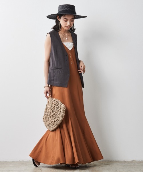 CHIC STYLE（シックスタイル）の「＜大きいサイズ＞レーヨン麻ベスト シックスタイル（ベスト・レディース・チャコール/ベージュ・4L/LL/3L/L/5L）」の4枚目の写真