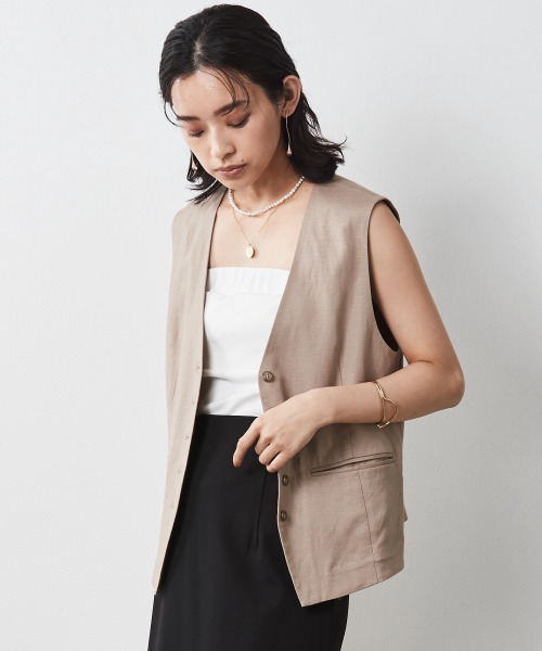 CHIC STYLE（シックスタイル）の「＜大きいサイズ＞レーヨン麻ベスト シックスタイル（ベスト・レディース・チャコール/ベージュ・4L/LL/3L/L/5L）」の9枚目の写真