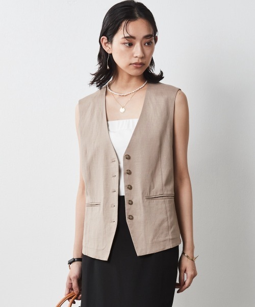 CHIC STYLE（シックスタイル）の「＜大きいサイズ＞レーヨン麻ベスト シックスタイル（ベスト・レディース・チャコール/ベージュ・4L/LL/3L/L/5L）」の10枚目の写真