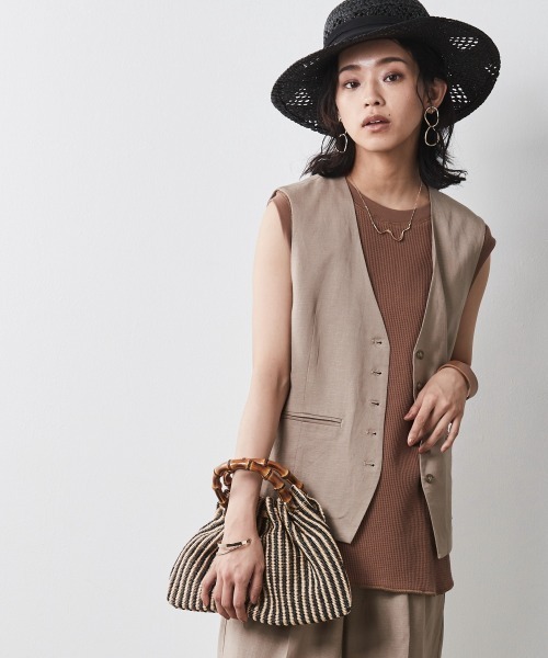 CHIC STYLE（シックスタイル）の「＜大きいサイズ＞レーヨン麻ベスト シックスタイル（ベスト・レディース・チャコール/ベージュ・4L/LL/3L/L/5L）」の11枚目の写真
