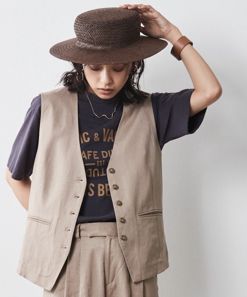 CHIC STYLE（シックスタイル）の「＜大きいサイズ＞レーヨン麻ベスト シックスタイル（ベスト・レディース・チャコール/ベージュ・4L/LL/3L/L/5L）」の13枚目の写真