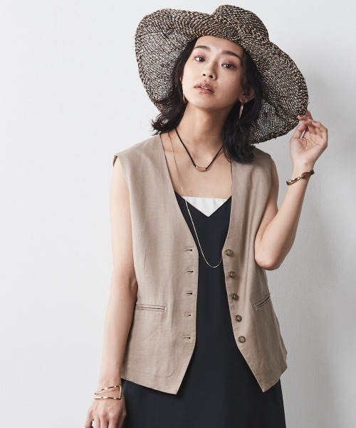 CHIC STYLE（シックスタイル）の「＜大きいサイズ＞レーヨン麻ベスト シックスタイル（ベスト・レディース・チャコール/ベージュ・4L/LL/3L/L/5L）」の14枚目の写真