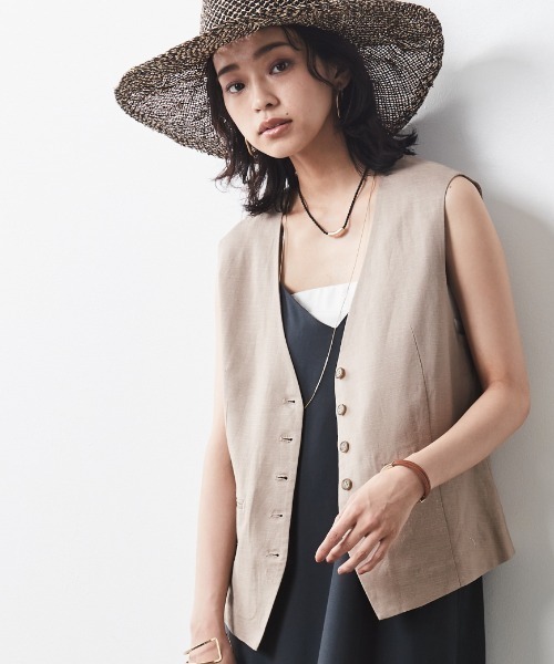 CHIC STYLE（シックスタイル）の「＜大きいサイズ＞レーヨン麻ベスト シックスタイル（ベスト・レディース・チャコール/ベージュ・4L/LL/3L/L/5L）」の15枚目の写真