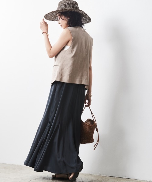 CHIC STYLE（シックスタイル）の「＜大きいサイズ＞レーヨン麻ベスト シックスタイル（ベスト・レディース・チャコール/ベージュ・4L/LL/3L/L/5L）」の3枚目の写真