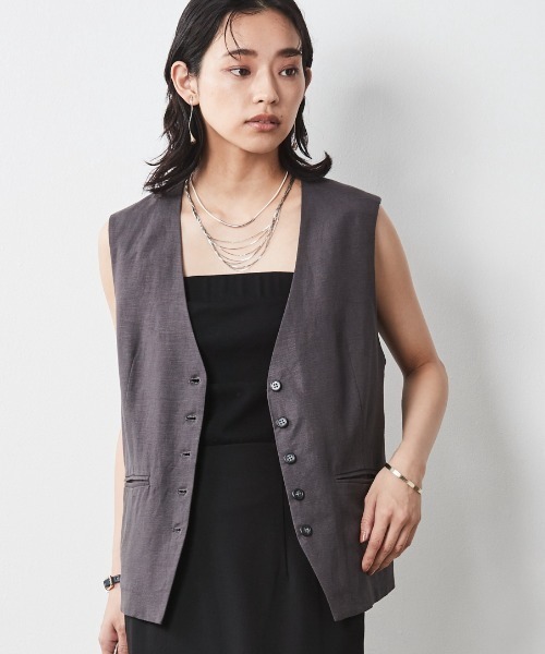 CHIC STYLE（シックスタイル）の「＜大きいサイズ＞レーヨン麻ベスト シックスタイル（ベスト・レディース・チャコール/ベージュ・4L/LL/3L/L/5L）」の18枚目の写真