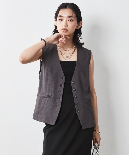 CHIC STYLE（シックスタイル）の「＜大きいサイズ＞レーヨン麻ベスト シックスタイル（ベスト・レディース・チャコール/ベージュ・4L/LL/3L/L/5L）」の19枚目の写真