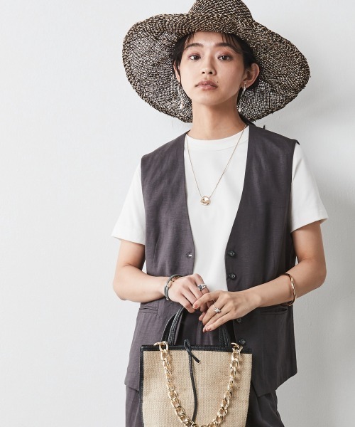 CHIC STYLE（シックスタイル）の「＜大きいサイズ＞レーヨン麻ベスト シックスタイル（ベスト・レディース・チャコール/ベージュ・4L/LL/3L/L/5L）」の22枚目の写真