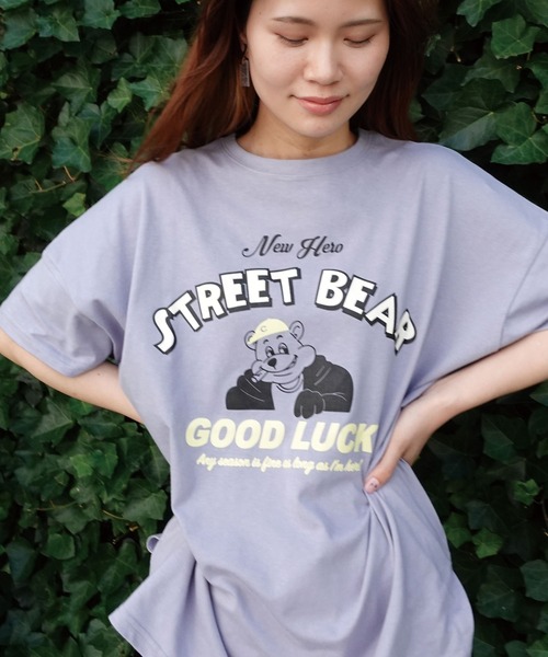 CORNERS(コーナーズ)の「STREET BEARプリントTシャツ(Tシャツ/カットソー・レディース・スミクロ/イエロー/ミント/レッド/サックスブルー/オフホワイト・FREE)」の21枚目の写真