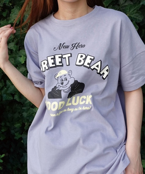 CORNERS(コーナーズ)の「STREET BEARプリントTシャツ(Tシャツ/カットソー・レディース・スミクロ/イエロー/ミント/レッド/サックスブルー/オフホワイト・FREE)」の22枚目の写真