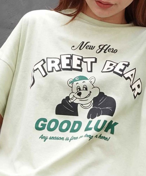 CORNERS(コーナーズ)の「STREET BEARプリントTシャツ(Tシャツ/カットソー・レディース・スミクロ/イエロー/ミント/レッド/サックスブルー/オフホワイト・FREE)」の20枚目の写真