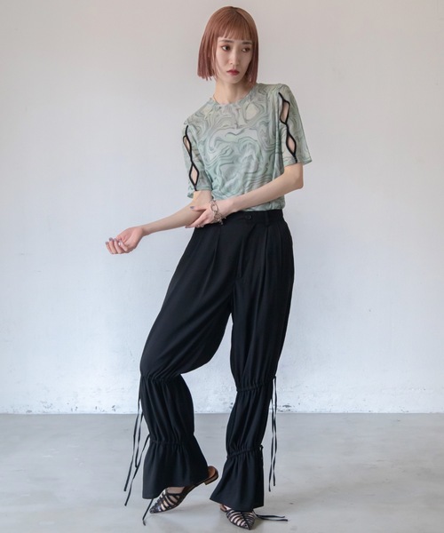 VACANCY（ヴァカンシー）の「シャーリングワイドパンツ（その他パンツ・レディース・ピンク/ブラック/アイボリー/グリーン・LARGE/MEDIUM）」の5枚目の写真