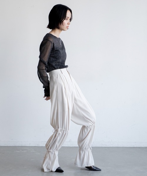 VACANCY（ヴァカンシー）の「シャーリングワイドパンツ（その他パンツ・レディース・ピンク/ブラック/アイボリー/グリーン・LARGE/MEDIUM）」の9枚目の写真