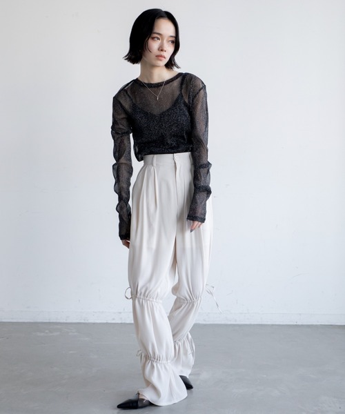 VACANCY（ヴァカンシー）の「シャーリングワイドパンツ（その他パンツ・レディース・ピンク/ブラック/アイボリー/グリーン・LARGE/MEDIUM）」の7枚目の写真