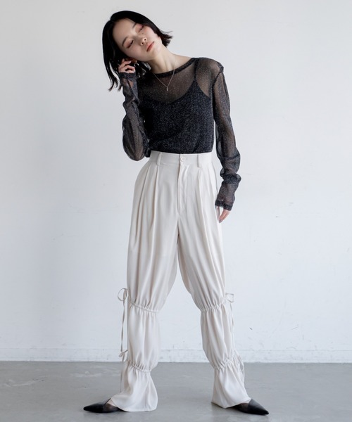 VACANCY（ヴァカンシー）の「シャーリングワイドパンツ（その他パンツ・レディース・ピンク/ブラック/アイボリー/グリーン・LARGE/MEDIUM）」の8枚目の写真