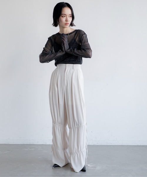 VACANCY（ヴァカンシー）の「シャーリングワイドパンツ（その他パンツ・レディース・ピンク/ブラック/アイボリー/グリーン・LARGE/MEDIUM）」の19枚目の写真