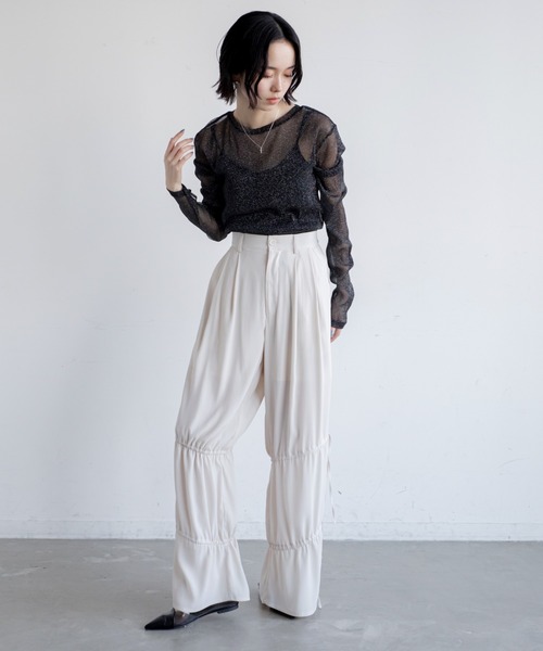 VACANCY（ヴァカンシー）の「シャーリングワイドパンツ（その他パンツ・レディース・ピンク/ブラック/アイボリー/グリーン・LARGE/MEDIUM）」の20枚目の写真