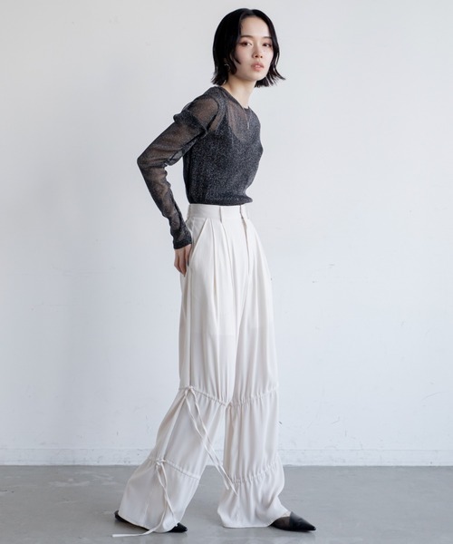 VACANCY（ヴァカンシー）の「シャーリングワイドパンツ（その他パンツ・レディース・ピンク/ブラック/アイボリー/グリーン・LARGE/MEDIUM）」の21枚目の写真