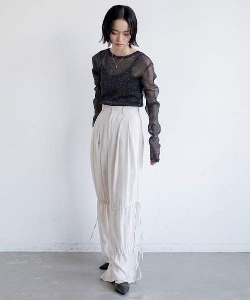 VACANCY（ヴァカンシー）の「シャーリングワイドパンツ（その他パンツ・レディース・ピンク/ブラック/アイボリー/グリーン・LARGE/MEDIUM）」の22枚目の写真