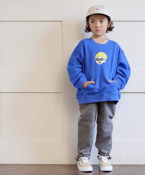 HOGAN RANCH WEAR（ホーガンランチウエア）の「カンガルーポッケトレーナー/前後プリント（80～130cm）（スウェット・キッズ・イエロー/オフホワイト/ブルー・100/80/95/120/90/130/110）」の22枚目の写真