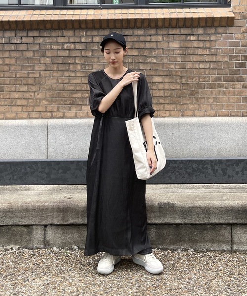 ✴︎リメイクワンピース＊トップスゆったり＊サウスポーキャンティー＊ラムラム☆ lawgy（ラウジー）の「denim like sleeve arrange op（ワンピース