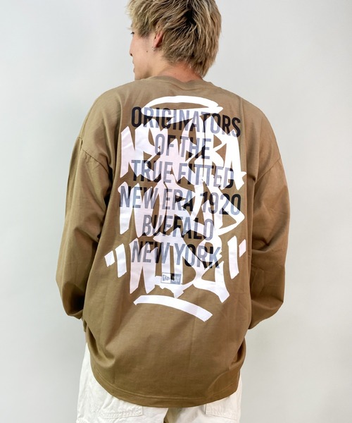 【美品】ニューレーベル　オーバーサイズカットソー　ロンT　バックプリント セールNEW ERA&frasl;ニューエラ ロンT&frasl;コットンTee オーバーサイズ バック