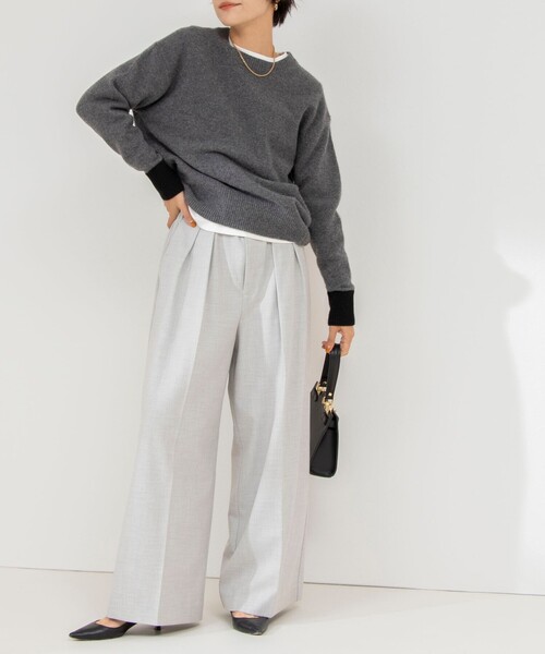 NOLLEY’S（ノーリーズ）の「◇【WEB限定】ウォッシャブルハイスペックギャバジン2タックワイドパンツ（その他パンツ・レディース・ブラック/グレー/ライトグレー・36/38/40）」の4枚目の写真