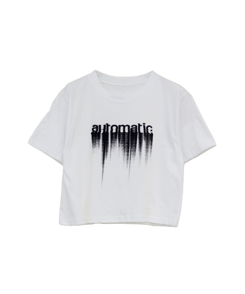 LVEU.(ラブユ.)の「【LVEU.】デザインロゴコンパクトTシャツ/ トップス カットソー Tシャツ 半袖 コンパクト ショート クロップド プリント グラフィック ロゴ ホワイト ブラック(Tシャツ/カットソー・レディース・ホワイト/ブラック・FREE)」の5枚目の写真