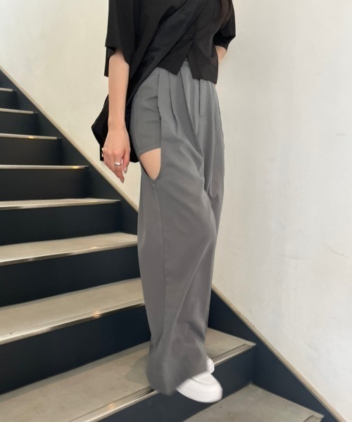 nemne store(ネンネストア)の「【低身長用サイズあり】サイドカッティングパンツ(その他パンツ・レディース・ブラック/グレー・MEDIUM/SMALL)」の7枚目の写真