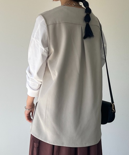 un dix cors（アンディコール）の「ドビー織裏毛ベスト（ベスト・レディース・モカ/ブラック/ベージュ・FREE）」の22枚目の写真