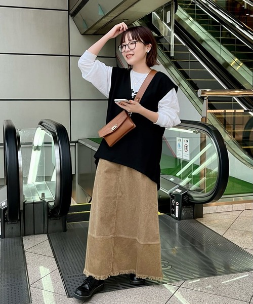 un dix cors（アンディコール）の「ドビー織裏毛ベスト（ベスト・レディース・モカ/ブラック/ベージュ・FREE）」の9枚目の写真