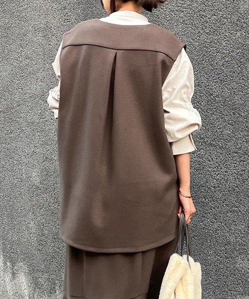 un dix cors（アンディコール）の「ドビー織裏毛ベスト（ベスト・レディース・モカ/ブラック/ベージュ・FREE）」の13枚目の写真