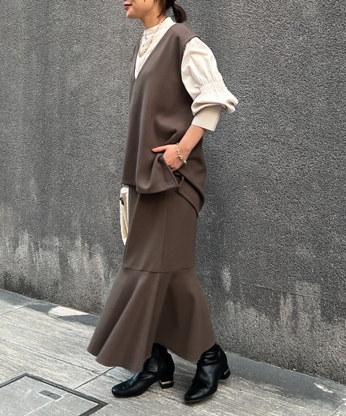 un dix cors（アンディコール）の「ドビー織裏毛ベスト（ベスト・レディース・モカ/ブラック/ベージュ・FREE）」の17枚目の写真