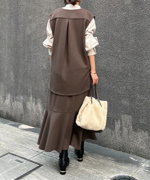 un dix cors（アンディコール）の「ドビー織裏毛ベスト（ベスト・レディース・モカ/ブラック/ベージュ・FREE）」の18枚目の写真