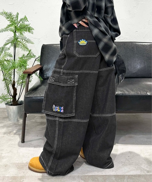 sedacle(セダクル)の「ダブルニーデニムカーゴパンツ(デニムパンツ・メンズ・ブラック/インディゴブルー・MEDIUM/LARGE)」の4枚目の写真
