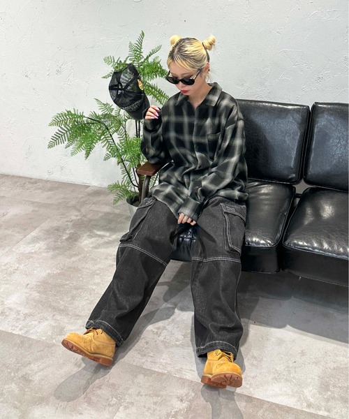 sedacle(セダクル)の「ダブルニーデニムカーゴパンツ(デニムパンツ・メンズ・ブラック/インディゴブルー・MEDIUM/LARGE)」の8枚目の写真