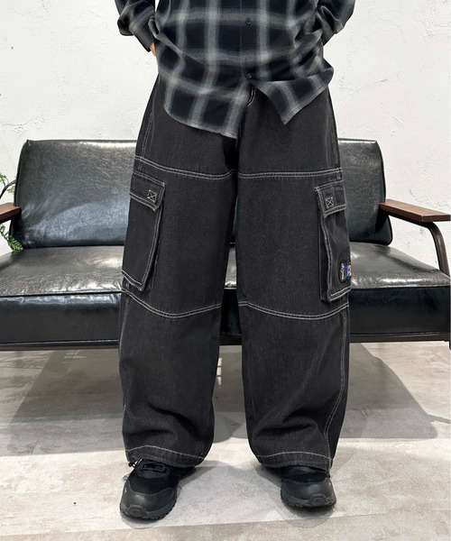 sedacle(セダクル)の「ダブルニーデニムカーゴパンツ(デニムパンツ・メンズ・ブラック/インディゴブルー・MEDIUM/LARGE)」の9枚目の写真