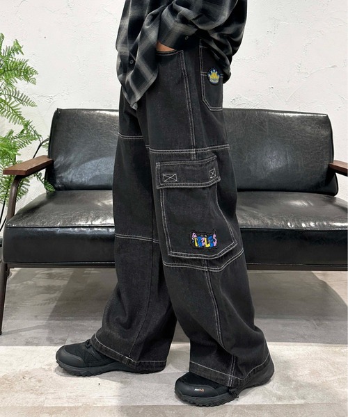sedacle(セダクル)の「ダブルニーデニムカーゴパンツ(デニムパンツ・メンズ・ブラック/インディゴブルー・MEDIUM/LARGE)」の10枚目の写真
