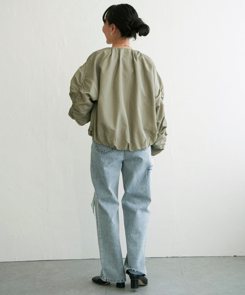 VENCEEXCHANGE（ヴァンスエクスチェンジ）の「袖ギャザーブルゾン（ブルゾン・レディース・ブラック/オフホワイト/ライム/キャメル/ピンク系・L/M）」の22枚目の写真