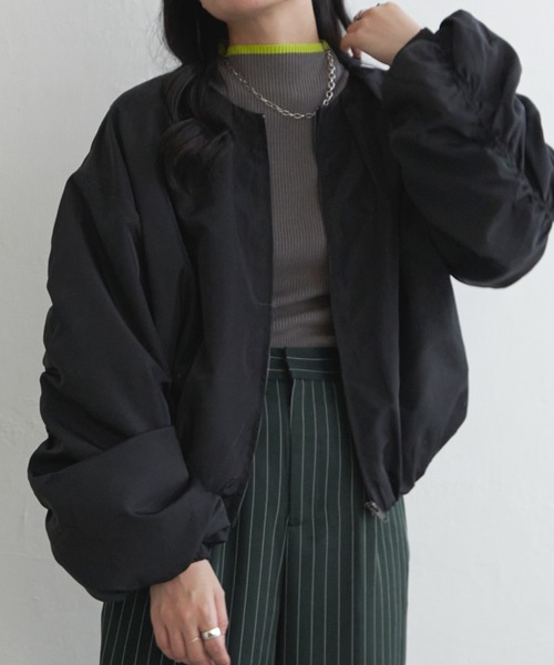 VENCEEXCHANGE（ヴァンスエクスチェンジ）の「袖ギャザーブルゾン（ブルゾン・レディース・ブラック/オフホワイト/ライム/キャメル/ピンク系・L/M）」の21枚目の写真