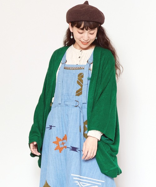 チャイハネ（チャイハネ）の「【チャイハネ】アワセルニットカーディガン（カーディガン/ボレロ・レディース・ピンク/ネイビー/マスタード/ターコイズブルー/グリーン/ベージュ・FREE）」の3枚目の写真