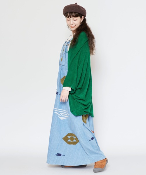 チャイハネ（チャイハネ）の「【チャイハネ】アワセルニットカーディガン（カーディガン/ボレロ・レディース・ピンク/ネイビー/マスタード/ターコイズブルー/グリーン/ベージュ・FREE）」の20枚目の写真