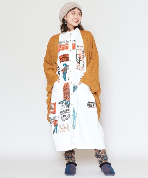 チャイハネ（チャイハネ）の「【チャイハネ】アワセルニットカーディガン（カーディガン/ボレロ・レディース・ピンク/ネイビー/マスタード/ターコイズブルー/グリーン/ベージュ・FREE）」の9枚目の写真